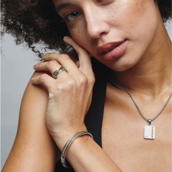 Stainless Steel Two-Tone Chain Reaction Bangle silver bracelet clearance - Picture 3 of 4